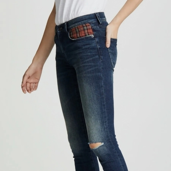 Current Elliott The Stiletto Tartan Plaid Pocket Skinny Jeans, Sz 27 - Picture 10 of 11